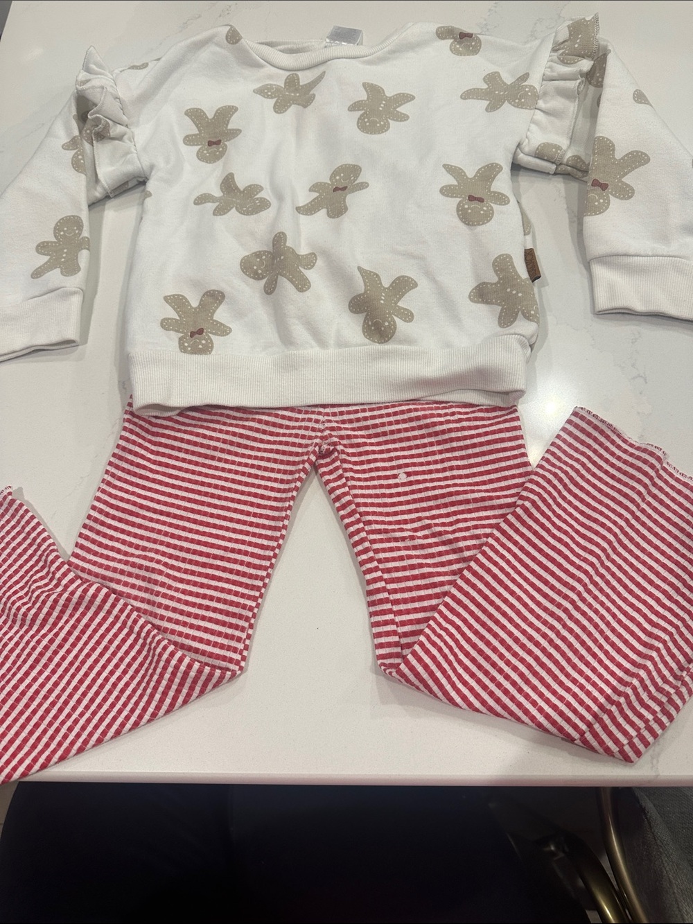 Lilah & Jack Gingerbread set sweatshirt and striped flare pants size 4T